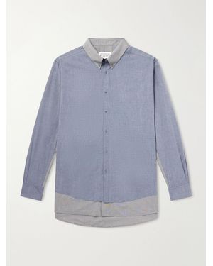 Maison Margiela Double Checked Cotton-Poplin Shirt - Blue