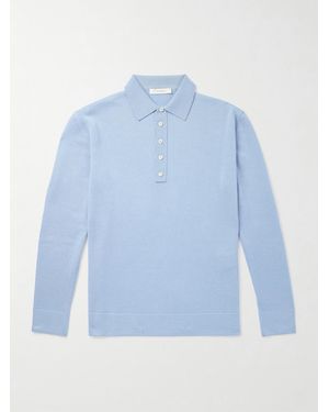 Umit Benan Sunset Slim-Fit Cashmere And Silk-Blend Polo Shirt - Blue