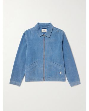 Folk Signal Embroidered Cotton-Corduroy Blouson Jacket - Blue