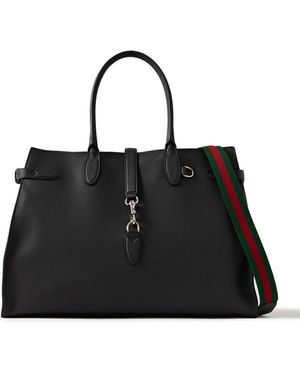 Gucci Large Pebble-Grain Leather Tote Bag - Black