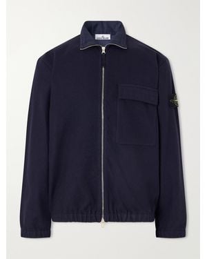 Stone Island Garment-Dyed Wool Nylon Flannel-Tc Overshirt - Blue