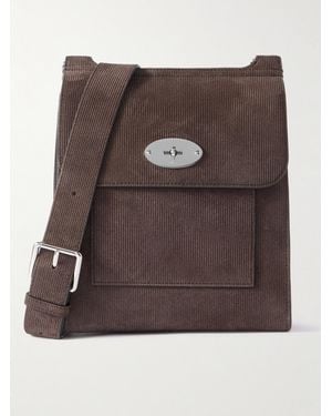 Mulberry Antony Leather-Trimmed Corduroy-Suede Messenger Bag - Brown