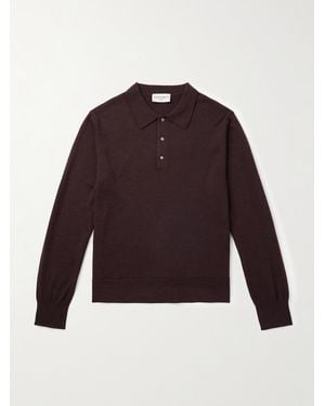 Officine Generale Brandon Merino Wool Polo Shirt - Purple