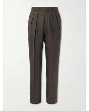 Tom Ford Atticus Slim-fit Pleated Wool And Silk-blend Suit Trousers - Grey