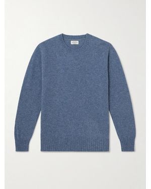 Hartford Brushed Shetland Wool Jumper - Blue