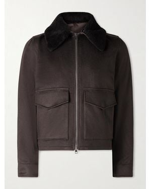 J. Mueser Plush-trimmed Cashmere Bomber Jacket - Black