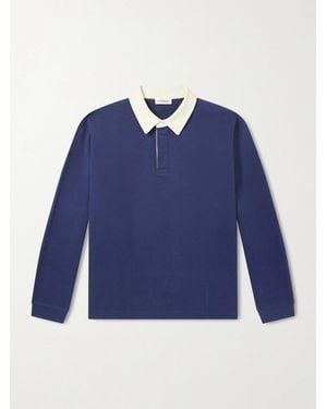FRAME Cotton-Jersey Polo Shirt - Blue