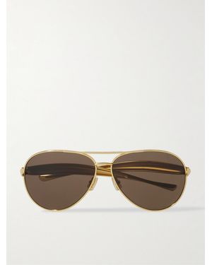 Bottega Veneta Sardine Aviator-style Gold-tone Sunglasses - Metallic