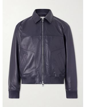 Officine Generale Cassio Leather Jacket - Blue