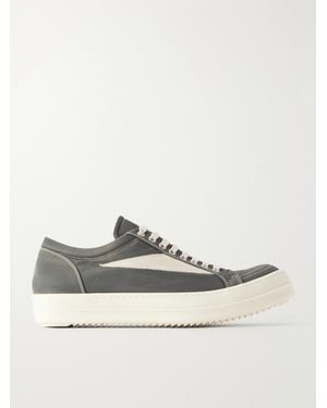 Rick Owens Vintage Suede-Trimmed Denim Sneakers - Gray