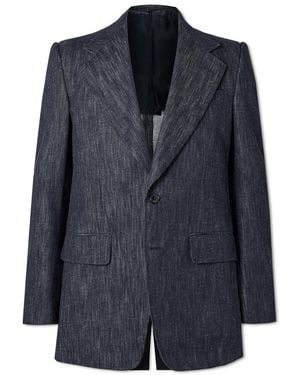 Husbands Slub Cotton And Hemp-Blend Twill Blazer - Blue