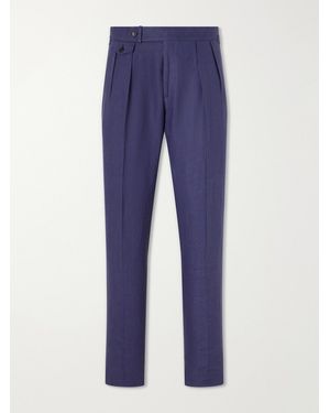 Polo Ralph Lauren Straight-leg Pleated Linen Suit Trousers - Blue