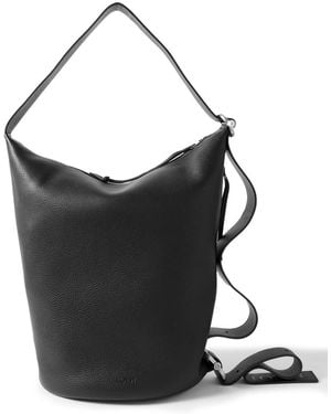 Loewe Loop Medium Logo-Debossed Leather Bucket Bag - Black