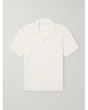 Richard James Camp-Collar Cotton-Terry Shirt - White
