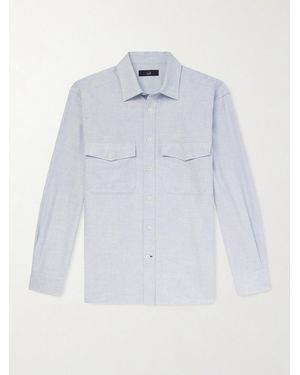 dunhill Micro-Checked Cotton And Cashmere-Blend Shirt - White