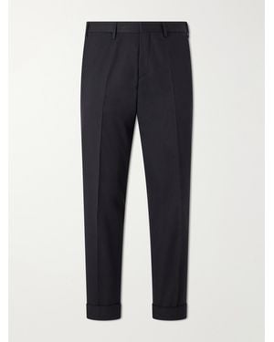 Dries Van Noten Philip Straight-Leg Cotton And Wool-Blend Twill Trousers - Blue