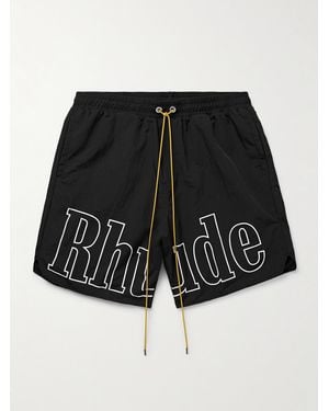 Rhude Gerade geschnittene Shorts aus Nylon mit Logoprint und Kordelzugbund - Schwarz