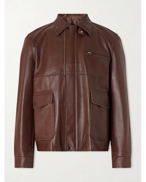 Sacai Leather Blouson Jacket - Brown