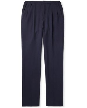 Rubinacci Straight-Leg Pleated Super 130S Wool Pants - Blue