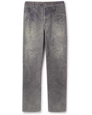 Bottega Veneta Straight-Leg Printed Nubuck Pants - Gray