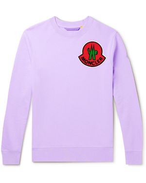 Moncler Genius 2 Moncler 1952 Logo-Flocked Cotton-Jersey Sweatshirt - Purple