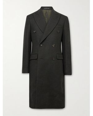 Richard James Slim-Fit Double-Breasted Wool-Hopsack Coat - Black