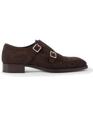 Tom Ford Elkan Suede Monk-Strap Shoes - Brown
