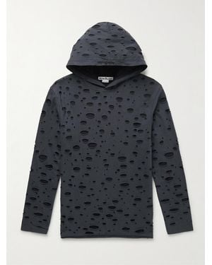 Acne Studios Eipe Distressed Cotton-Jersey Hoodie - Blue