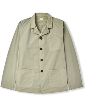 Massimo Alba Florida Camp-Collar Stretch-Cotton Twill Overshirt - Green