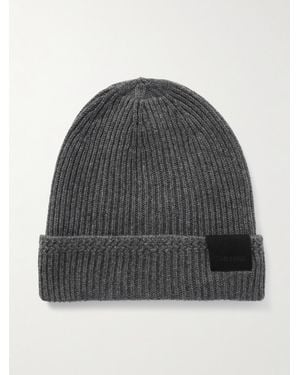 Tom Ford Logo-Appliquéd Ribbed Cashmere Beanie - Grey