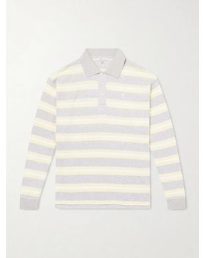 Ami Paris Striped Cotton-Jersey Polo Shirt - Natural