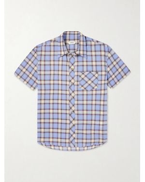Versace Checked Cotton-Poplin Shirt - Blue