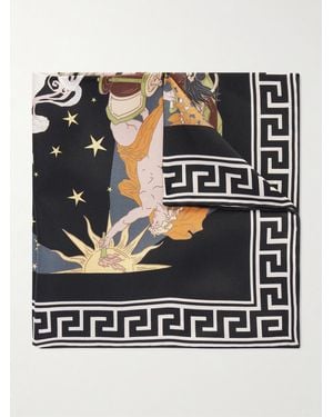 Rubinacci Apollo And Artemis Printed Silk-Satin Scarf - Black