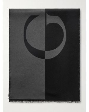Gucci Frayed Wool And Silk-Blend Jacquard Scarf - Black