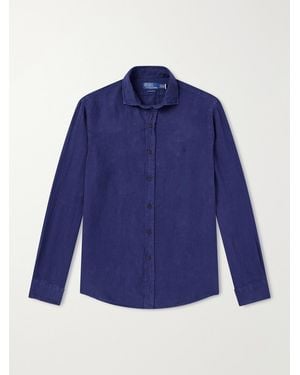 Polo Ralph Lauren Logo-Embroidered Linen Shirt - Blue