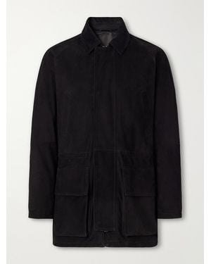 J. Mueser Panelled Corduroy-Trimmed Suede Jacket - Black