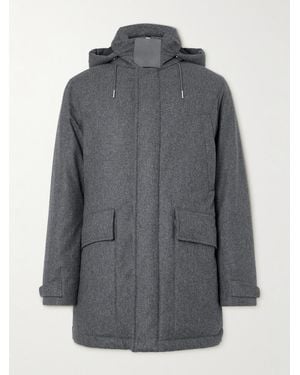 ZEGNA Suede-trimmed Techmerinotm Wool Hooded Down Parka - Grey