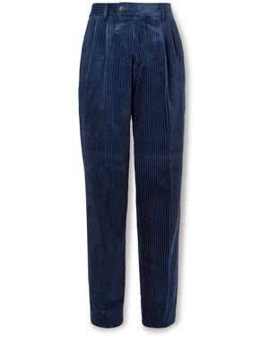 Brunello Cucinelli Straight-Leg Cotton-Corduroy Suit Pants - Blue