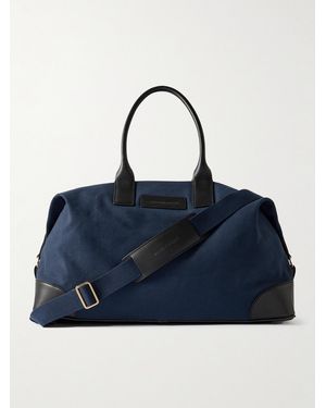 Orlebar Brown The Weekend Away Leather-Trimmed Cotton-Canvas Duffle Bag - Blue