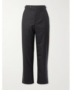 Bode Straight-Leg Pinstriped Cotton Trousers - Blue