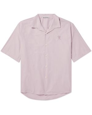 Acne Studios Solon Oversized Camp-Collar Embroidered Cotton-Piqué Shirt - Pink