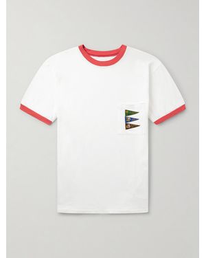 Kapital Pennant Ringer Logo-Appliquéd Cotton-Jersey T-Shirt - White