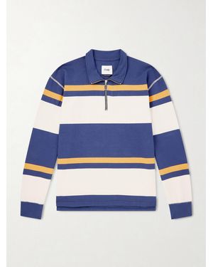 Drake's Striped Cotton-Jersey Half-Zip Polo Shirt - Blue