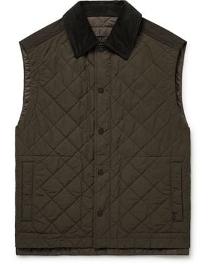 James Purdey & Sons Cotton Corduroy-Trimmed Padded Quilted Shell Gilet - Green