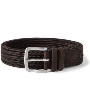 MR P. 3.5Cm Suede-Trimmed Woven Belt - Black