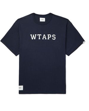 WTAPS Academy 01 Logo-print Cotton-blend Jersey T-shirt - Blue