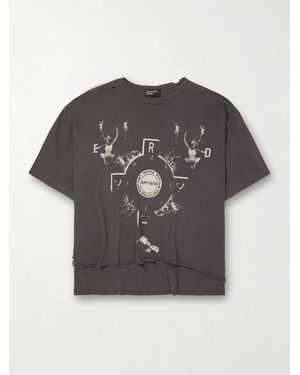Enfants Riches Deprimes Bed Of Nails Distressed Printed Cotton-Jersey T-Shirt - Grey