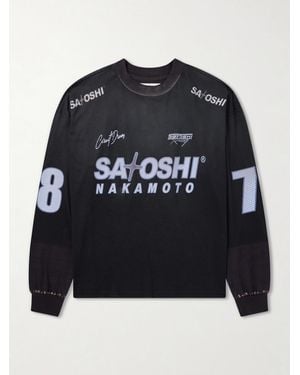 Satoshi Nakamoto Moto Logo-Print Mesh T-Shirt - Black