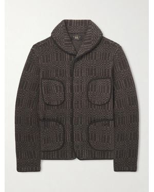 RRL Shawl-collar Jacquard-knit Wool And Cashmere-blend Cardigan - Grey