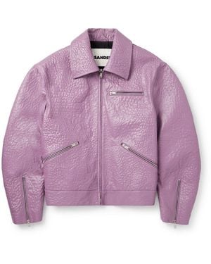 Jil Sander Pebble-Grain Leather Jacket - Purple
